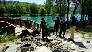 Orduzu Pınarbaşı Göletinde Su Altı Temizlik Çalışması Yapıldı