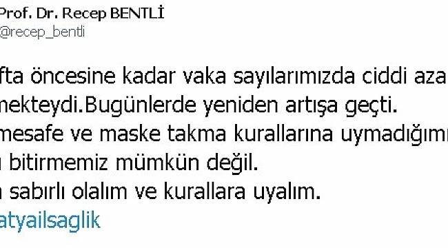 Sağlık İl Müdürü Bentli'den Korona Virüs Uyarısı