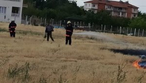 Anız yangını büyümeden kontrol altına alındı