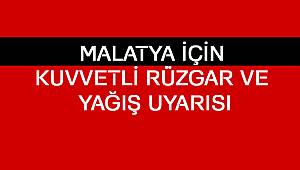 Malatya İçin Kuvvetli Rüzgar ve Yağış Uyarısı