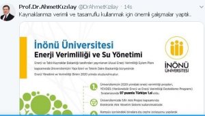 İnönü Üniversitesi enerji verimliliğinde Türkiye 1'ncisi