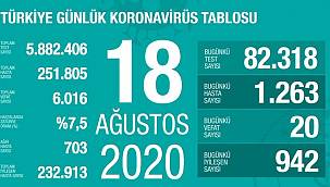 Son 24 saatte koronavirüsten 20 kişi hayatını kaybetti
