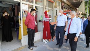 Kaymakam Duran ve Güder'den maske denetimi