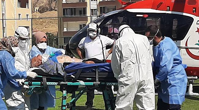 Korona hastası ambulans helikopter ile hastaneye kaldırıldı