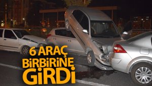 Zincirleme kazada 6 araç birbirine girdi