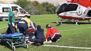 Kalp krizi geçiren hastanın imdadına ambulans helikopter yetişti