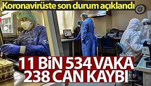 Son 24 saatte 11 Bin 534 koronavirüs vakası tespit edildi