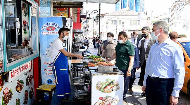 Vali Baruş ve Başkan Gürkan'dan esnafa ziyaret