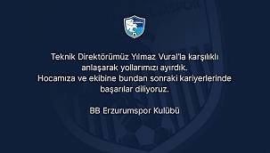 BB Erzurumspor’da Yılmaz Vural dönemi sona erdi