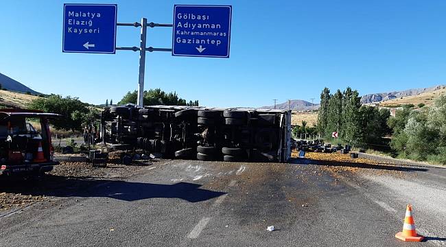 Doğanşehir'de kayısı yüklü kamyon devrildi: 1 ölü