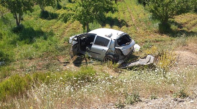 Otomobilin şarampole uçması sonucu 2 kişi yaralandı