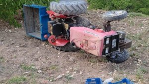 Kontrolden çıkan traktör devrildi: 2 yaralı