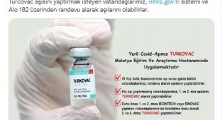 Yerli aşı Turkovac'a davet