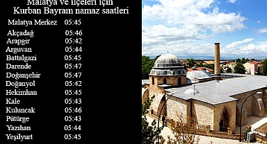 Malatya Kurban Bayramı Namaz Vakitleri