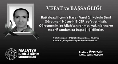 Sınıf Öğretmeni Hüseyin Biçer Hayatını Kaybetti