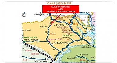 Arapgir-Divriği yolu kar nedeniyle ulaşıma kapandı