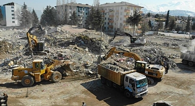 Depremin 21'inci Gününde Malatya'da Enkaz Çalışmaları Havadan Görüntülendi