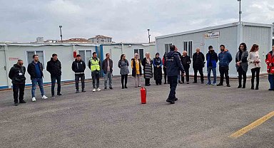 Konteyner kentte kalanlara yangın eğitimi