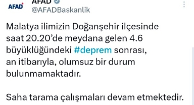 Malatya Doğanşehir'deki 4.6 büyüklüğünde deprem korkuttu