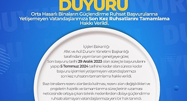 Orta hasarlı binalar için ruhsat başvuru süresi son kez uzatıldı