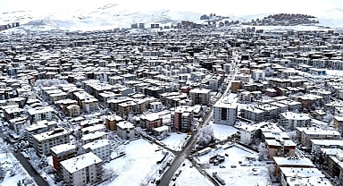 Beyaza bürünen Malatya havadan görüntülendi