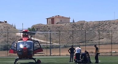 Beyin kanaması geçiren hastanın imdadına ambulans helikopter yetişti