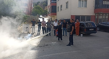 Darende İtfaiyesinden sürücü kursunda yangın eğitimi