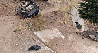 Hekimhan'da otomobil drenaj kanalına düştü: 1 yaralı