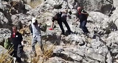 Malatya'da dağlık alanda mahsur kalan keçiler kurtarıldı