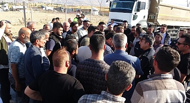 Malatya'da hafriyat kamyonu sürücülerinden ceza protestosu