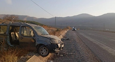 Kontrolden çıkan hafif ticari araç su tahliye kanalına çarptı: 1 yaralı