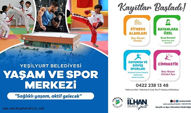 Yeşilyurt Belediyesi Yaşam ve Spor Merkezi'nde kayıtlar başladı