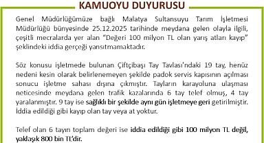 TİGEM'den 'değeri 100 milyon lira olan yarış atları kayıp' iddialarına yalanlama