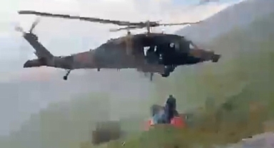 Malatya'da dağlık alanda kalp krizi geçiren vatandaş askeri helikopterle kurtarıldı