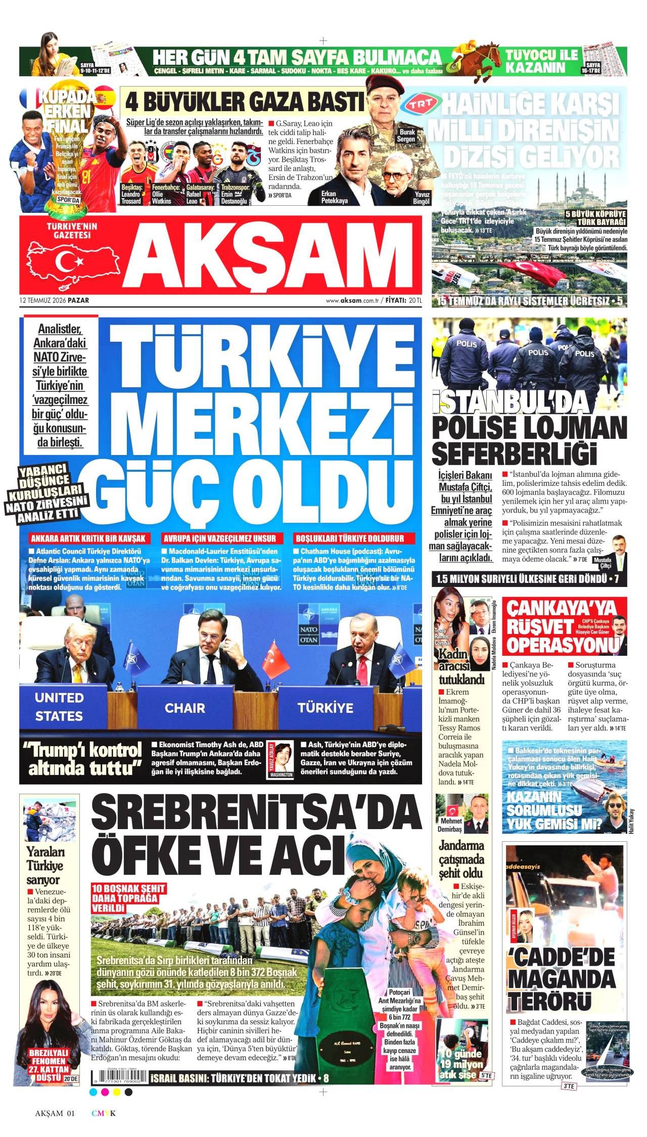 Akşam Gazetesi Gazete Manşeti