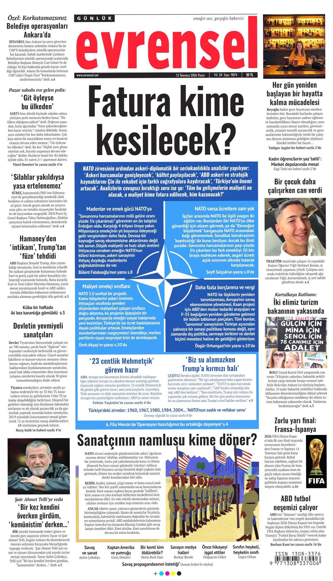 Evrensel Gazetesi Gazete Manşeti